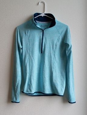 Under Armour Women's Aqua Quarter-Zip Pullover with Navy Trim